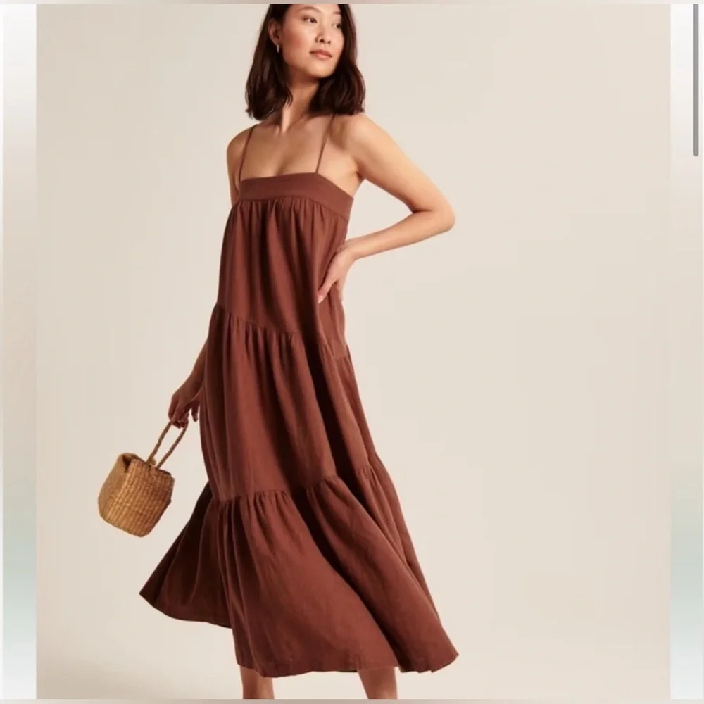 Abercrombie & Fitch Rust Asymmetrical Tiered Maxi Dress Size‎ XL